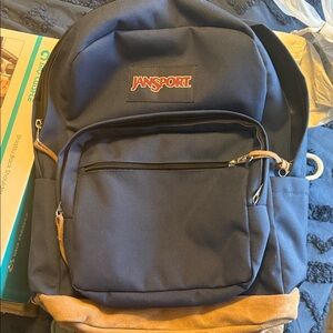 JanSport Navy and Tan Backpack